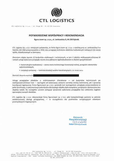 Pismo referencyjne: CTL Logistics Sp. z o.o.