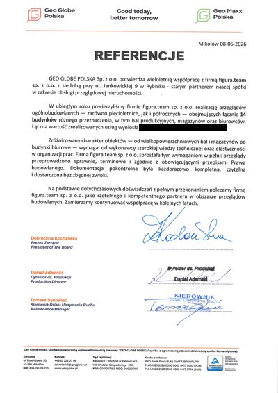 Pismo referencyjne: Geo Globe Polska Sp. z o.o.