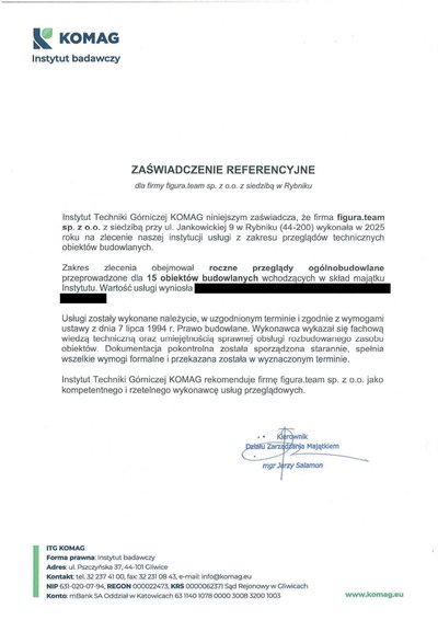 Pismo referencyjne: ITG KOMAG
