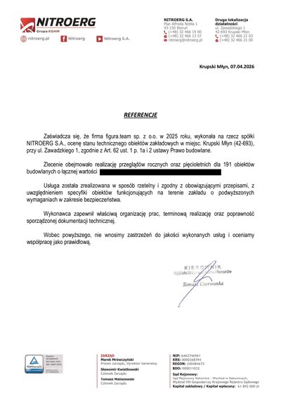 Pismo referencyjne: NITROERG S.A.