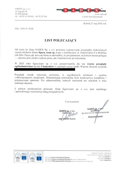 Pismo referencyjne: SADEX