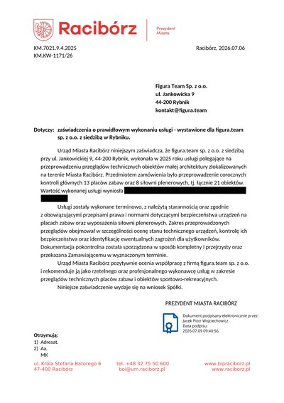 Pismo referencyjne: Urząd Miasta Racibórz