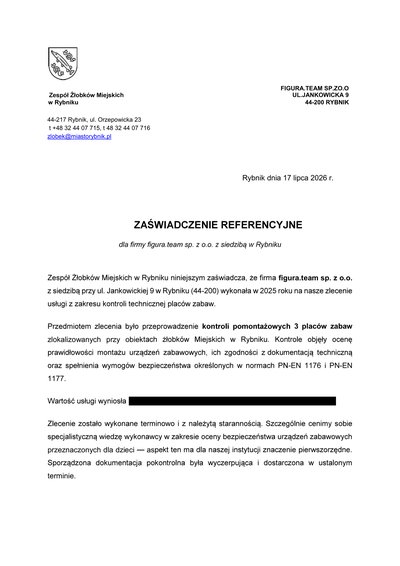 Pismo referencyjne: Zespół Żłobków Miejskich w Rybniku