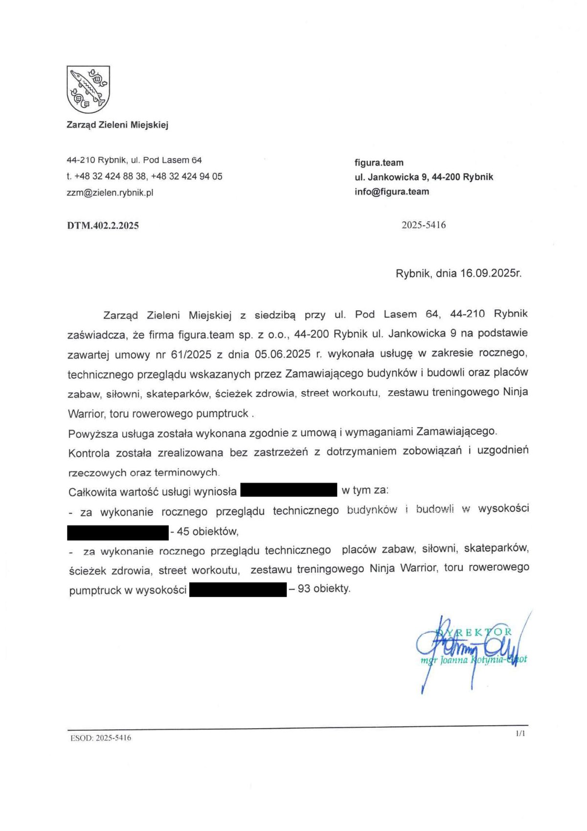 Pismo referencyjne: ZZM Rybnik, 2025